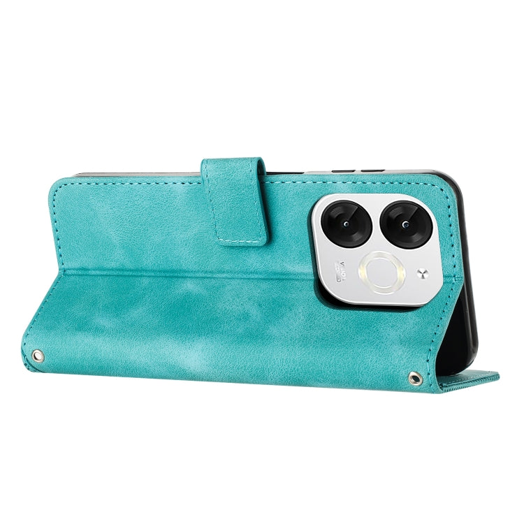 Funda de Cuero Triangular Dream Triangle con Cordón Largo para Itel A80 (Verde)