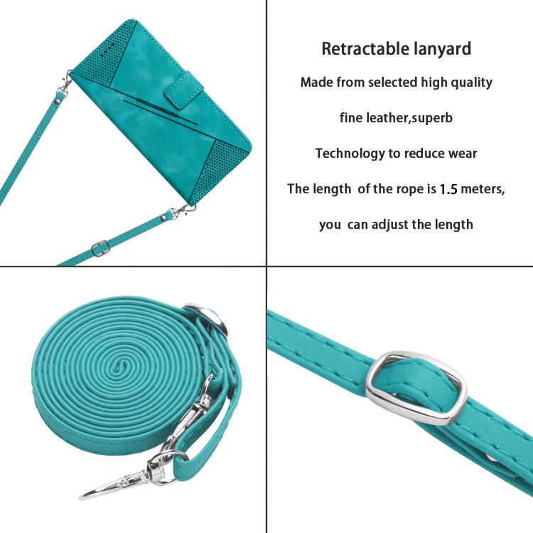 Funda de Cuero Triangular con Cordón Largo para Teléfono Itel S25 Dream (Verde)