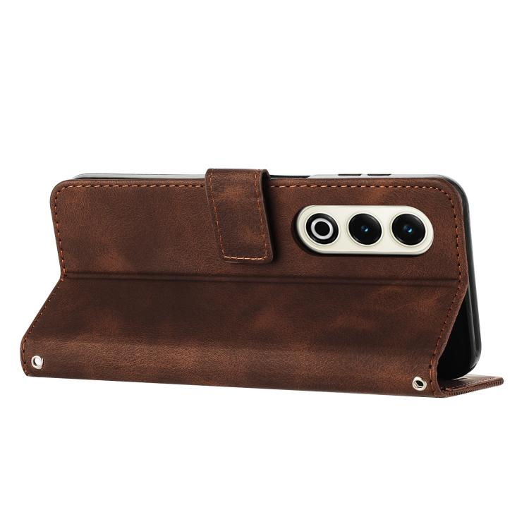 Funda de Cuero Triangular con Cordón Largo para Teléfono Itel S25 Dream (Marrón)