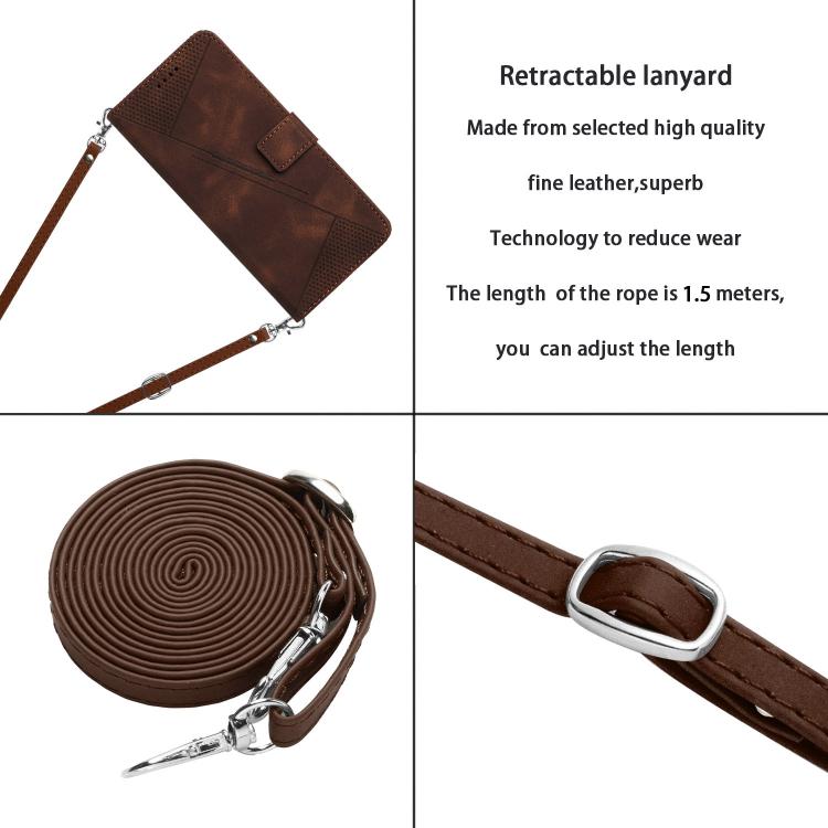 Funda de Cuero Triangular con Cordón Largo para Teléfono Itel S25 Dream (Marrón)
