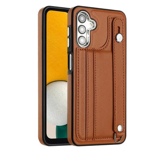 Funda de Cuero Samsung Galaxy A24 4G a Prueba de Golpes con Correa para Muñeca (Marrón)