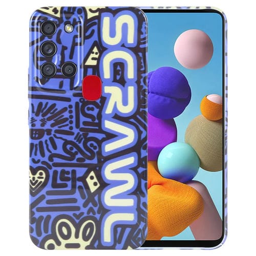 Estuche para Teléfono Samsung Galaxy A21S con Orificio Preciso para PC con Patrón Pintado (Azul)