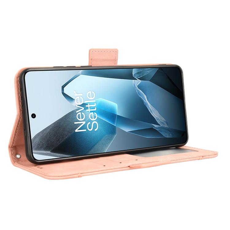 Funda de Piel Textura Becerro con Ranuras para Tarjetas para OnePlus 13 5G (Rosa)