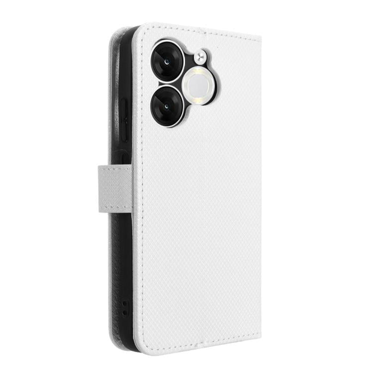 Funda de Cuero con Textura de Diamante para Teléfono Itel A80 4G (Blanca)