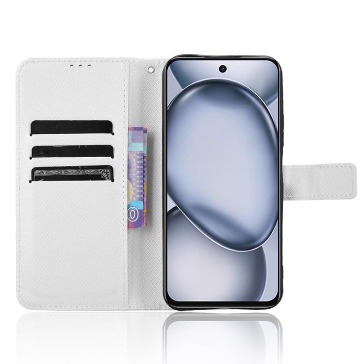 Funda de Cuero con Textura de Diamante para Teléfono Itel A80 4G (Blanca)