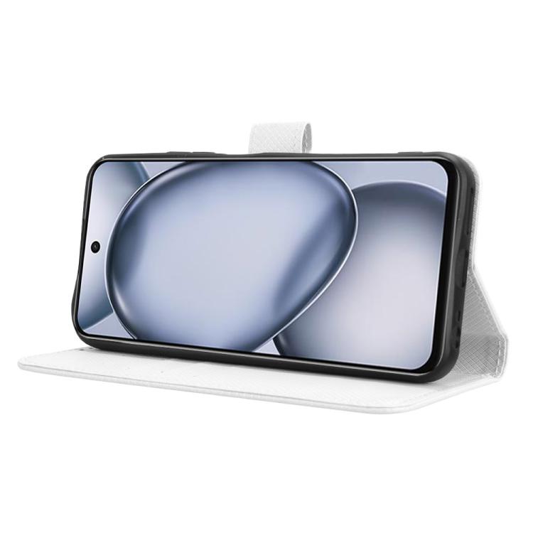Funda de Cuero con Textura de Diamante para Teléfono Itel A80 4G (Blanca)