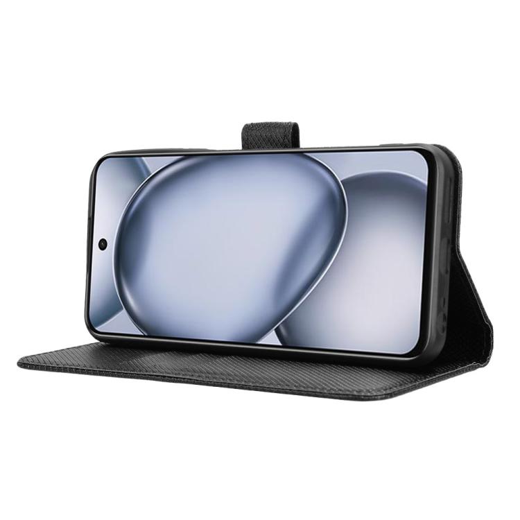 Funda Cuero con Textura de Diamante para Teléfono Itel A80 4G (Negra)