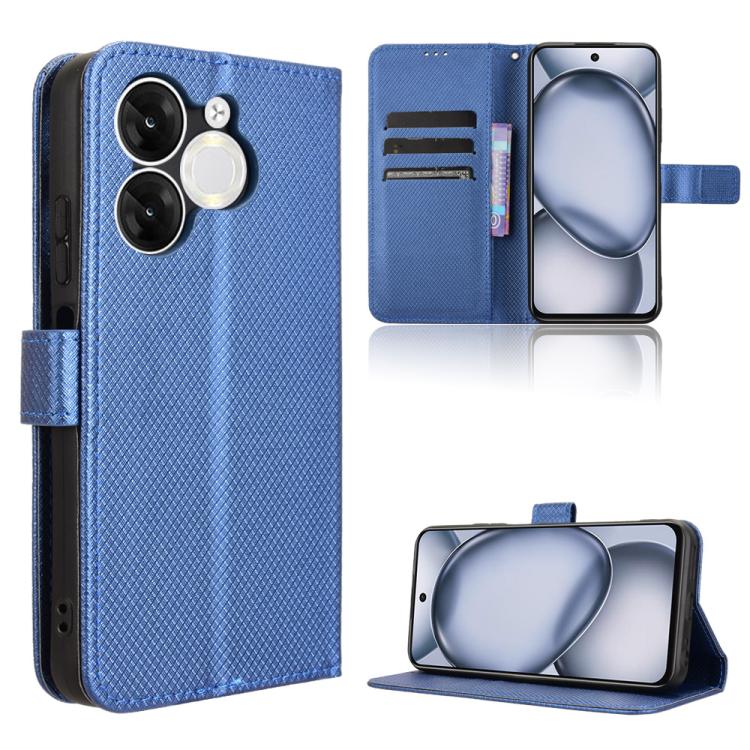 Funda de Cuero con Textura de Diamante para Teléfono Itel A80 4G (Azul)