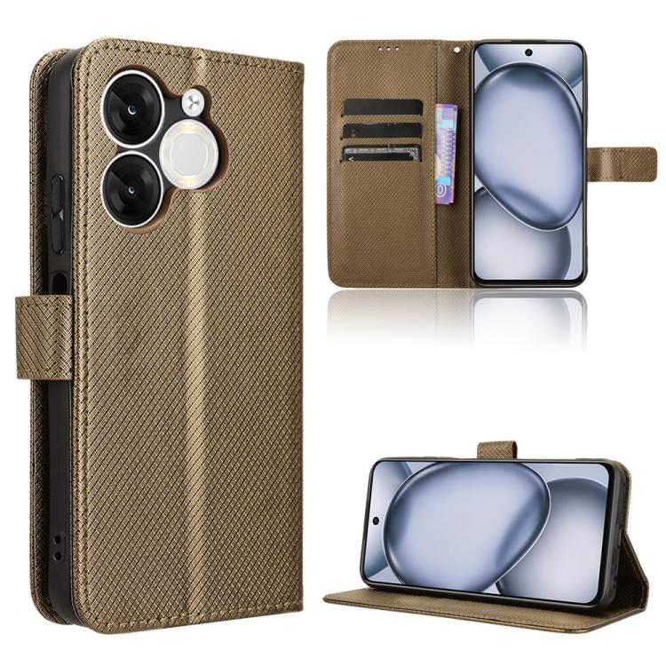 Funda de Cuero con Textura de Diamante para Teléfono Itel A80 4G (Marrón)