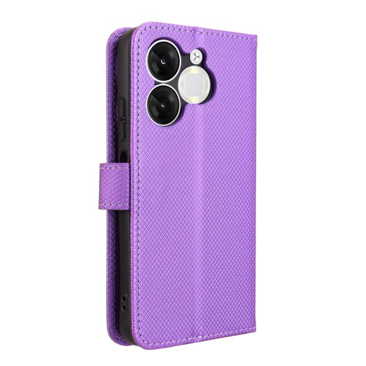 Funda de Cuero con Textura de Diamante para Teléfono Itel A80 4G (Morado)