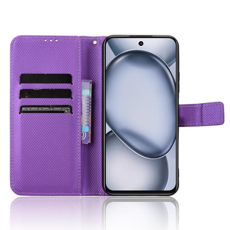 Funda de Cuero con Textura de Diamante para Teléfono Itel A80 4G (Morado)