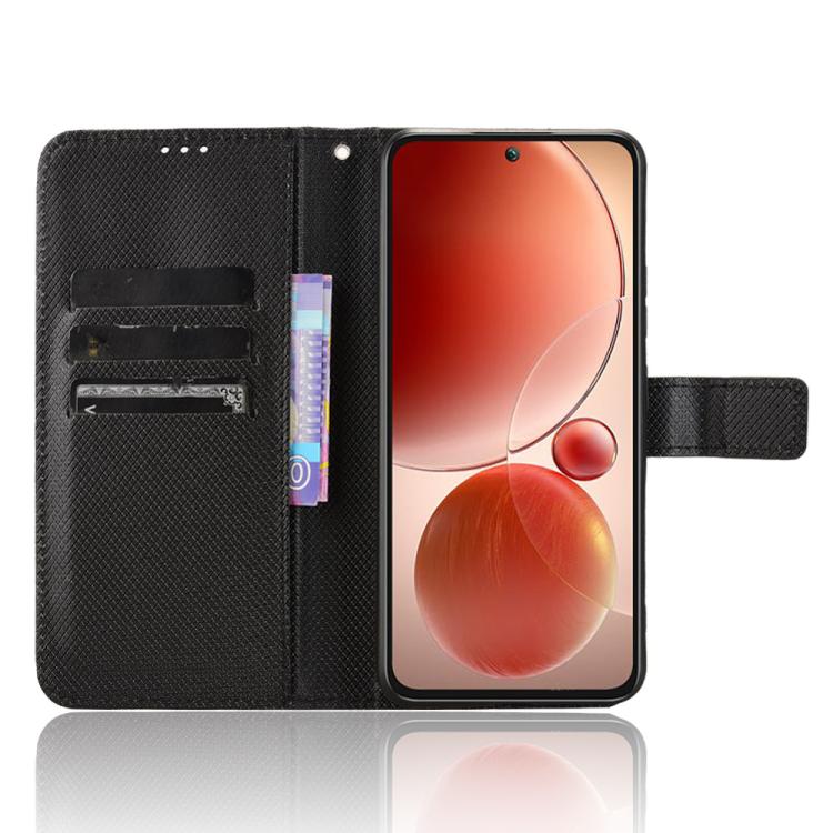 Funda de Cuero para Teléfono Itel S25 4G con Textura de Diamante (Negra)