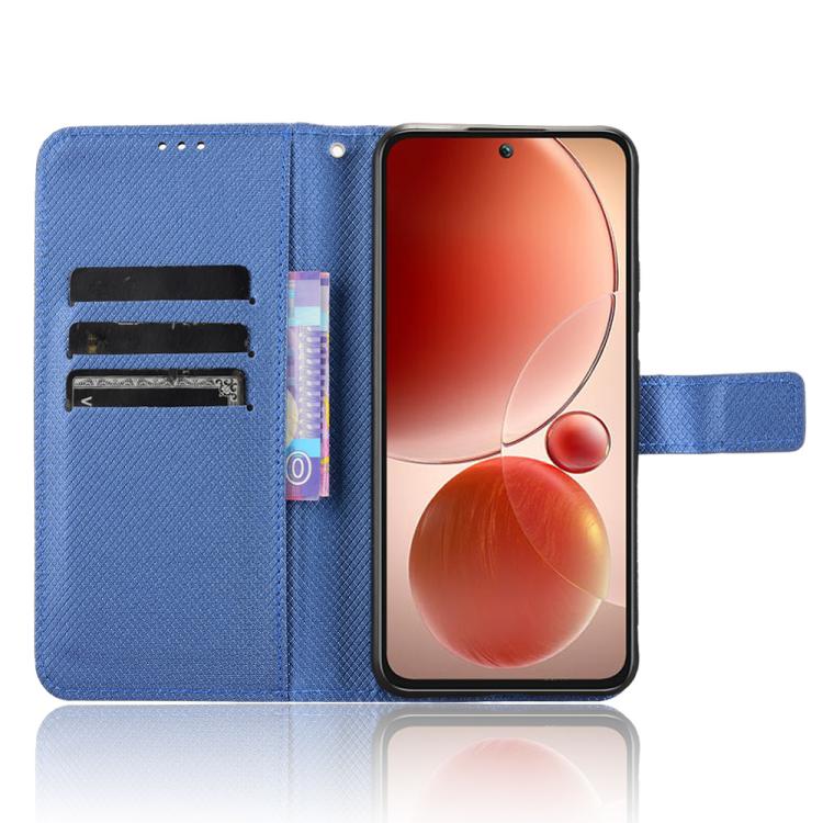 Funda de Cuero Itel S25 4G con Textura de Diamante (Azul)
