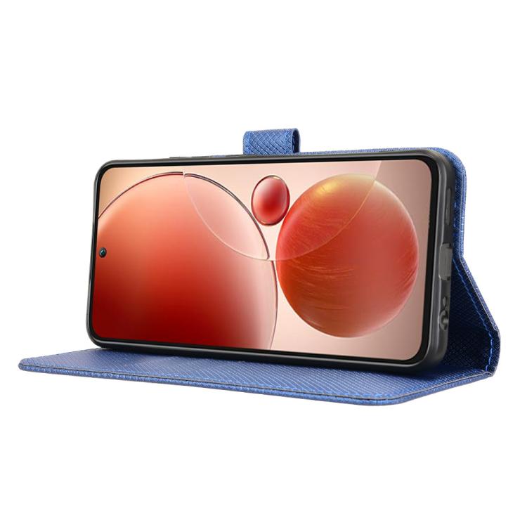 Funda de Cuero Itel S25 4G con Textura de Diamante (Azul)