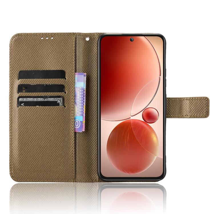 Funda de Cuero con Textura de Diamante para Teléfono Itel S25 4G (Marrón)