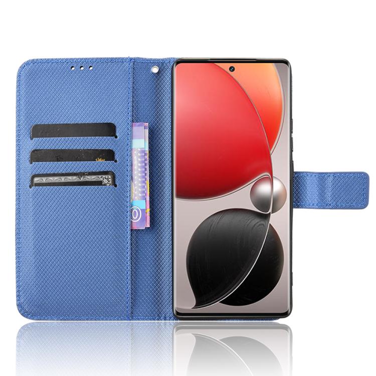 Funda de Cuero con Textura de Diamante para Itel S25 Ultra 4G (Azul)