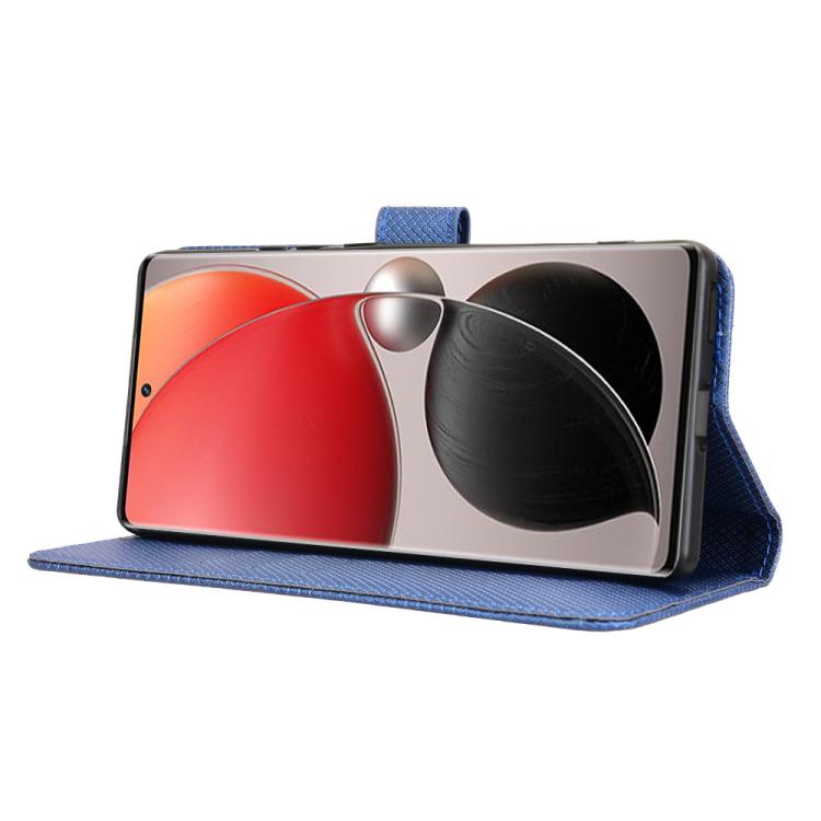 Funda de Cuero con Textura de Diamante para Itel S25 Ultra 4G (Azul)