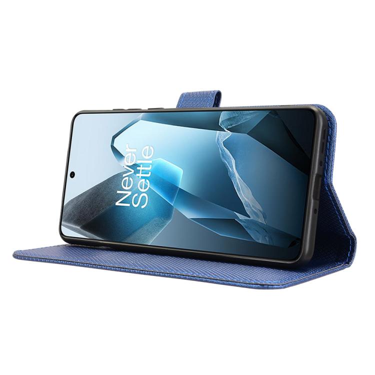 Funda de Cuero con Textura de Diamante para OnePlus 13 5G (Azul)