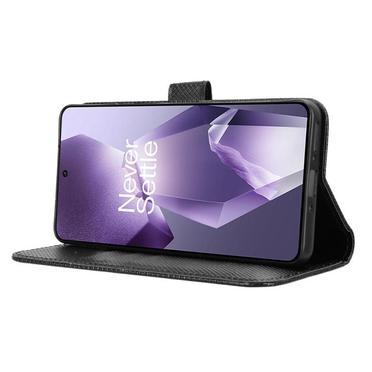 Funda de Cuero con Textura de Diamante para OnePlus Ace 5 5G / 5 Pro 5G / 13R 5G (Negra)
