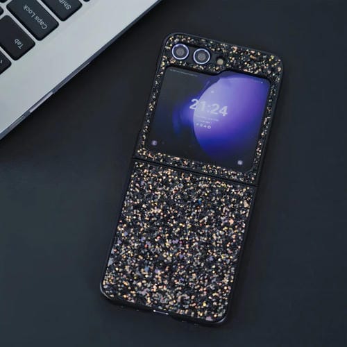 Funda para Samsung Galaxy Z Flip5 Flash Diamond para Teléfono Plegable (Flash Black)