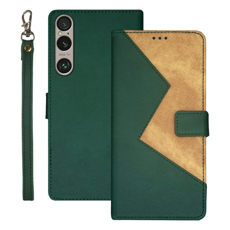Funda de Cuero Dos Colores para Teléfono Sony Xperia 1 Vi Idewei (Verde)