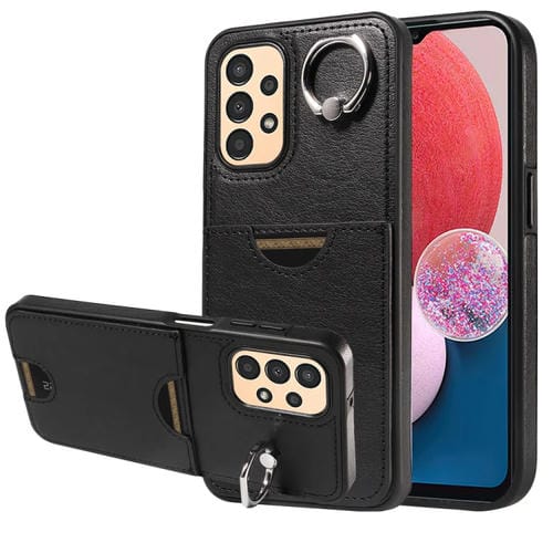 Funda para Teléfono Samsung Galaxy A13 4G con Soporte para Anillo y Ranura para Tarjeta (Negro)