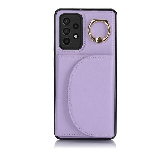 Funda para Teléfono Samsung Galaxy A52 4G / 5G Ym007 con Soporte para Anillo y Tarjeta (Púrpura)