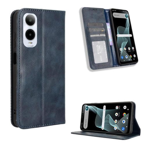 Funda de Cuero para Cricket Icon 6 con Textura Retro y Hebilla Magnética (Azul)