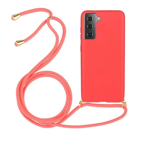 Funda para teléfono Samsung Galaxy A35 5G TPU con Cordón y Material de Paja de Trigo (Rojo)