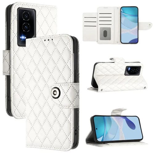 Funda de Cuero con Textura Rómbica y Cordón para Honor Gt (Blanca)