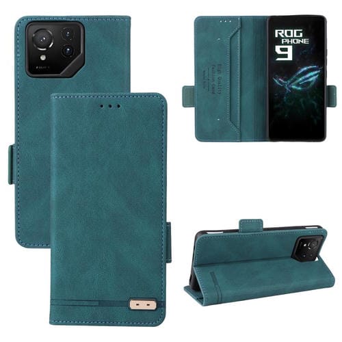 Funda de Cuero con Cierre Magnético para Asus Rog Phone 9 (Verde)
