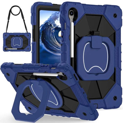 Funda híbrida de silicona con diseño de robot para Samsung Galaxy Tab S10 FE/S9 (negro marino)