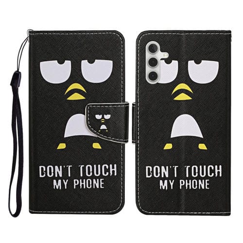 Funda de Cuero para Samsung Galaxy A55 con Tapa con Patrón de Dibujo de Colores (Pingüino)