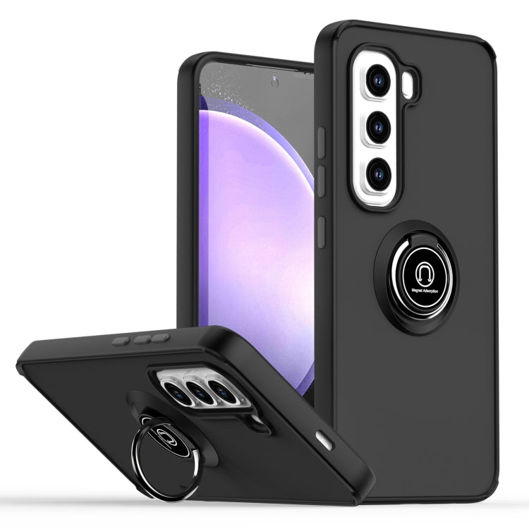 Funda TPU + PC con Anillo para Infinix Hot 50 Pro 4G Q Shadow 1 Series (Negro)