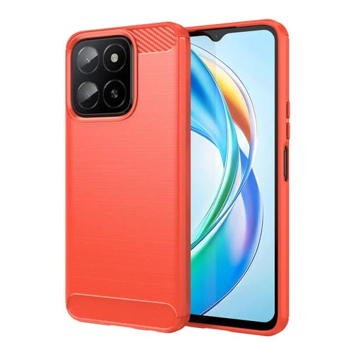 Funda TPU con Textura Cepillada Fibra de Carbono para Honor X5B Plus (Rojo)