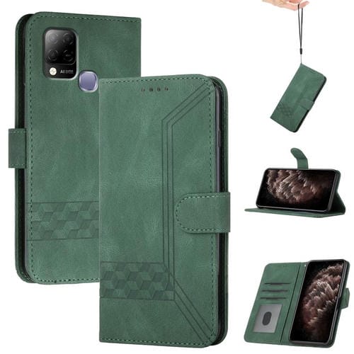 Funda de Cuero con Tapa Cúbica para Teléfono Infinix Hot 10T/Hot 10S (Verde)
