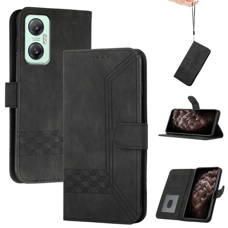 Funda de Cuero con Tapa y Tacto de Piel Cúbica para Infinix Hot 20 5G (Negra)