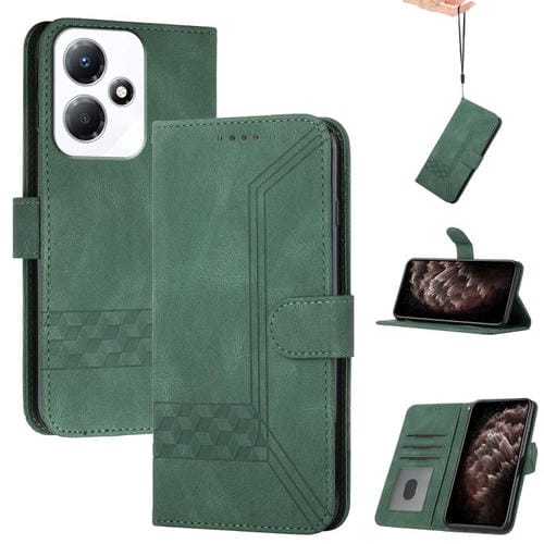 Funda de Cuero con Tapa Cúbica y Tacto de Piel para Infinix Hot 30 Play / Hot 30 Play Nfc (Verde)