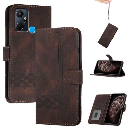 Funda de Cuero con Tapa Cúbica para Teléfono Infinix Smart 6 Plus (Marrón)