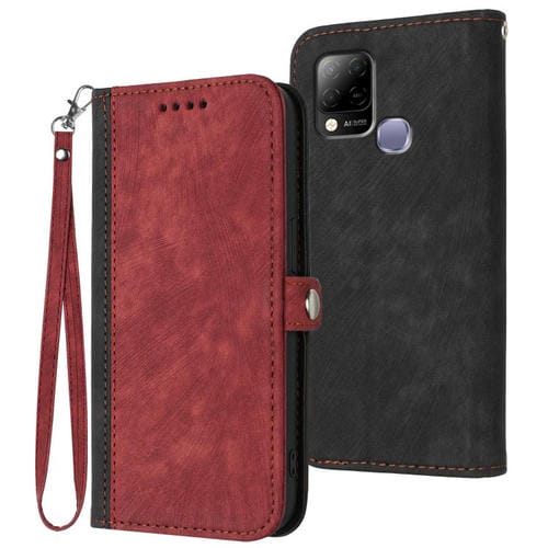 Funda de Cuero para Infinix Hot 10T y Hot 10S con Correa Plegable y Hebilla Lateral (Rojo)