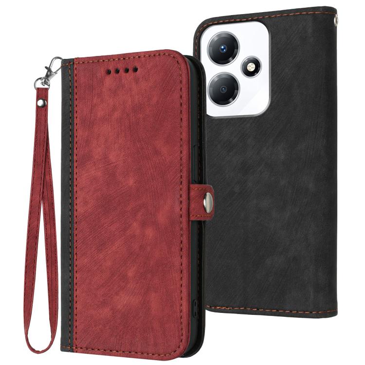 Funda de Cuero para Infinix Hot 30 Play con Correa Plegable y Hebilla Lateral NFC (Rojo)