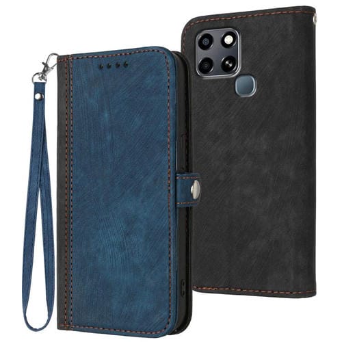 Funda de Cuero para Infinix Smart 6 y Smart 6 HD con Correa y Hebilla Doble Plegable (Azul Real)