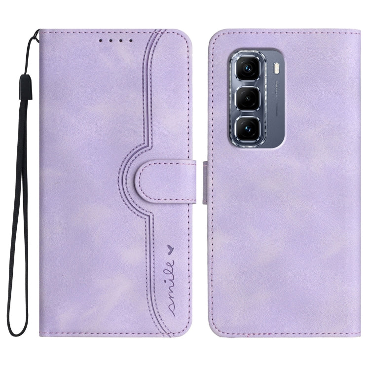 Funda de Cuero para Infinix Hot 50 Pro+ 4G con Diseño de Corazón (Morado)