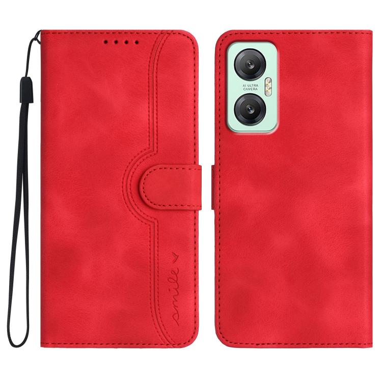 Funda de Cuero con Diseño de Corazón para Infinix Hot 20 5G (Rojo)