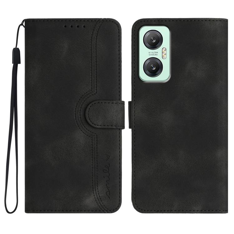 Funda de Cuero con Diseño de Corazón para Infinix Hot 20 5G (Negro)