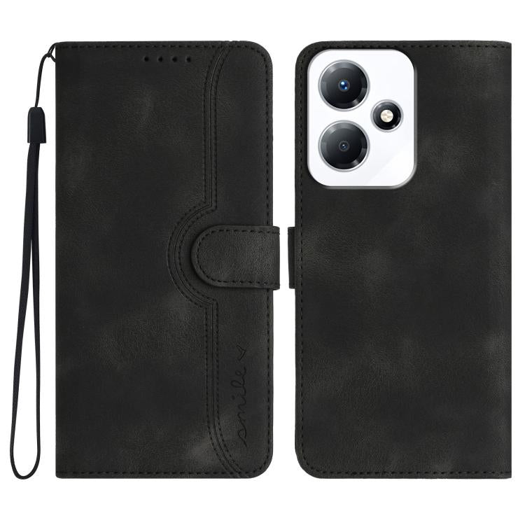 Funda de Cuero Infinix Hot 30 Play y Hot 30 Play Nfc con Diseño de Corazón (Negra)