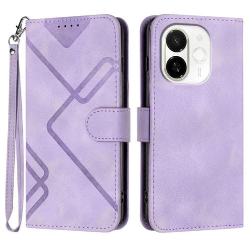 Funda de Cuero para Tecno Spark 30C 5G y Pop 9 5G con Diseño de Líneas y Tacto Suave (Morado Claro)