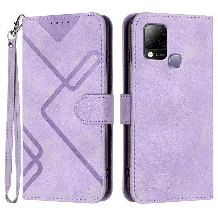 Funda de Cuero para Infinix Hot 10T y Hot 10S con Diseño de Líneas y Tacto Suave (Morado Claro)