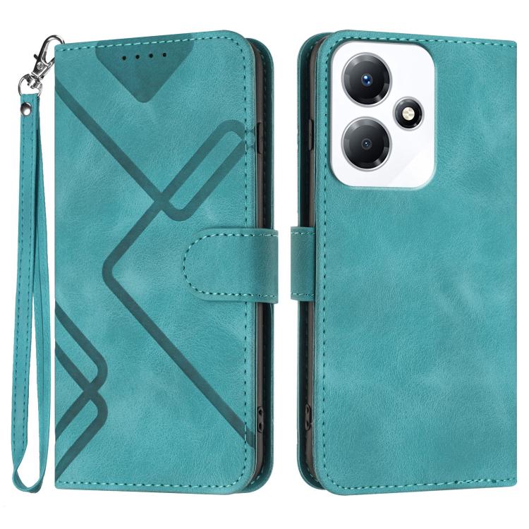 Funda de Cuero Infinix Hot 30 Play y Hot 30 Play Nfc con Diseño de Líneas y Tacto Suave (Azul Claro)