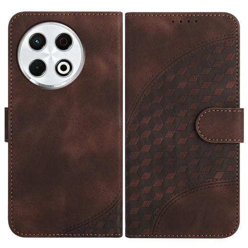 Funda de Cuero con Relieve de Cabeza de Elefante para Tecno Spark 30 Pro 4G con Cordón (Café)